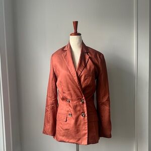 Sweet Baby Jane Terracotta Double-Breasted Blazer XS Tailored Office Jacket